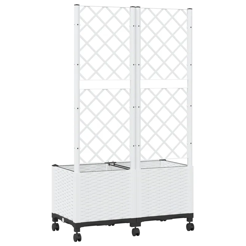 Sodo vazonas su treliu ir ratais Balta 80 x 40 x 146 cm PP
