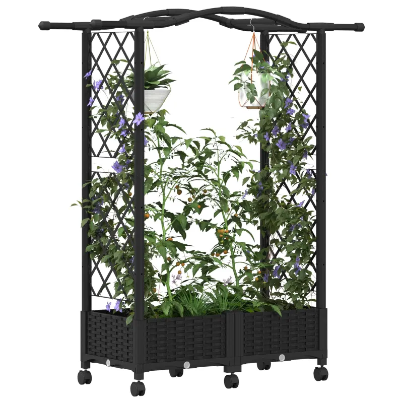 Pakeltas lovas su trelėmis ir stogu Juoda 124 x 40 x 129 cm PP
