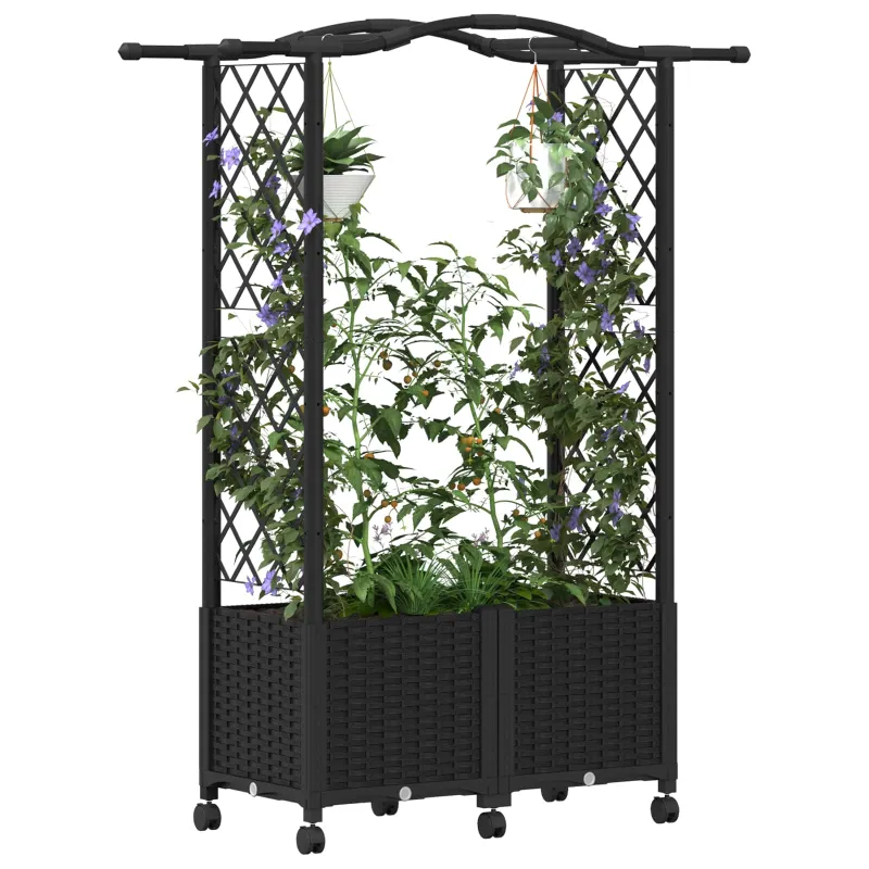 Pakeltas lovas su trelėmis ir stogu Juoda 125 x 40 x 144 cm PP