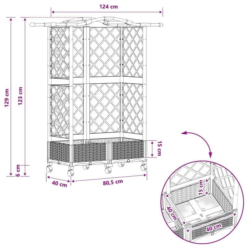 Pakeltas lovas su trelėmis ir stogu Ruda 124 x 40 x 129 cm PP
