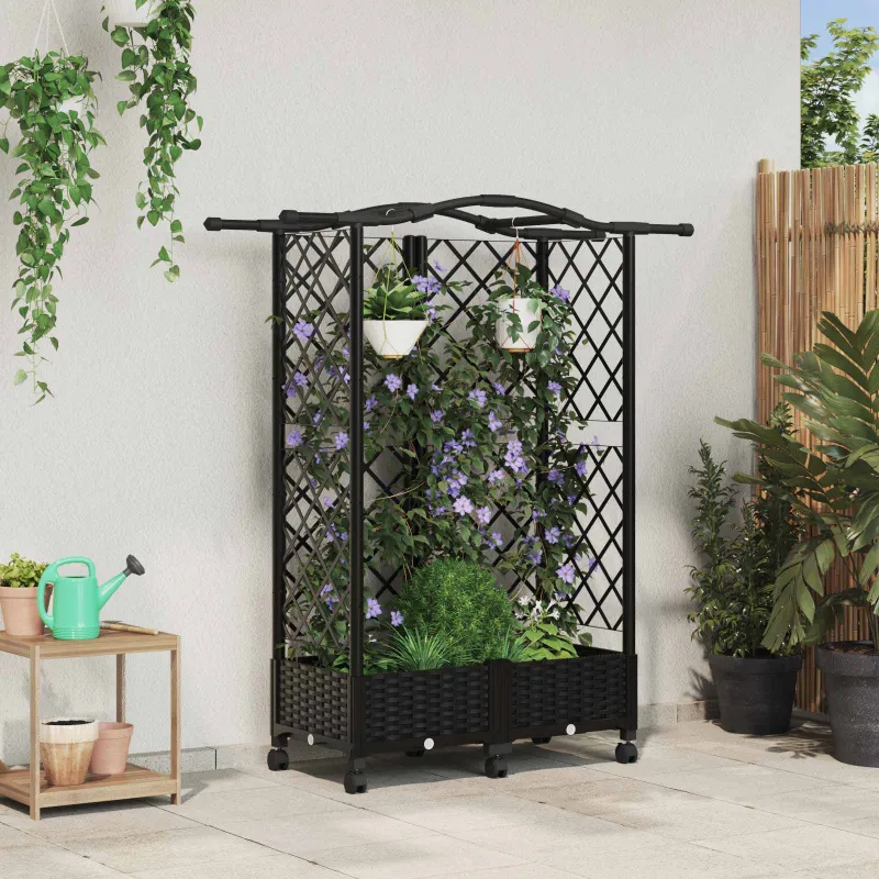 Pakeltas lovas su trelėmis ir stogu Juoda 124 x 40 x 129 cm PP