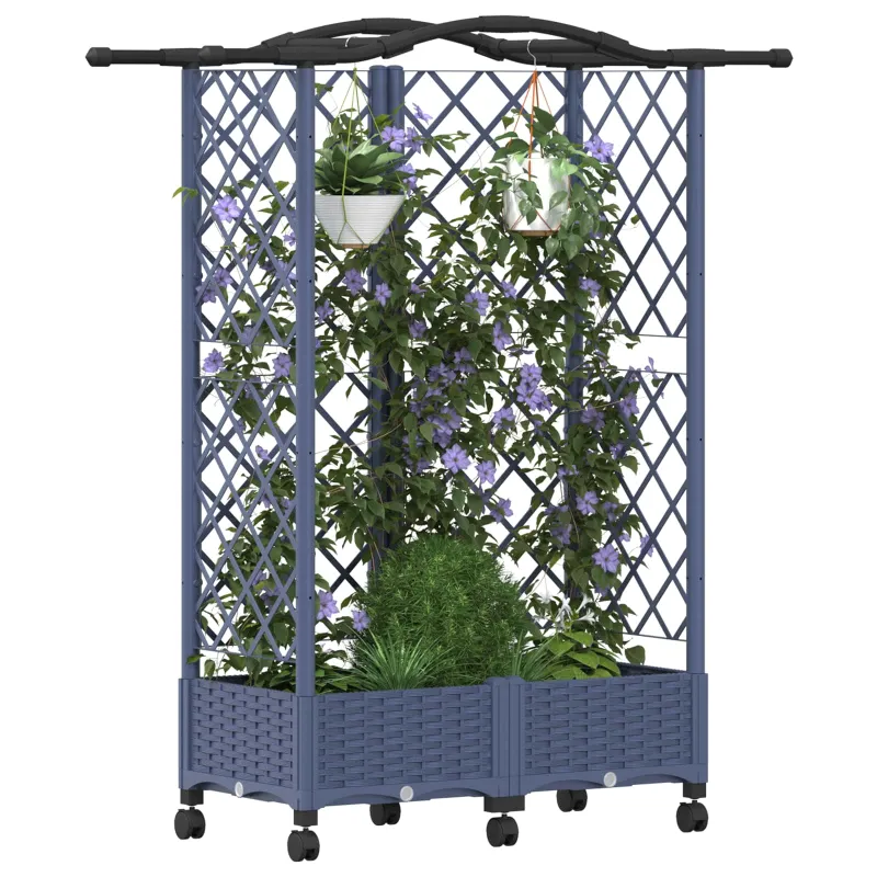 Pakeltas lovas su trelėmis ir stogu Pilka 124 x 40 x 129 cm PP