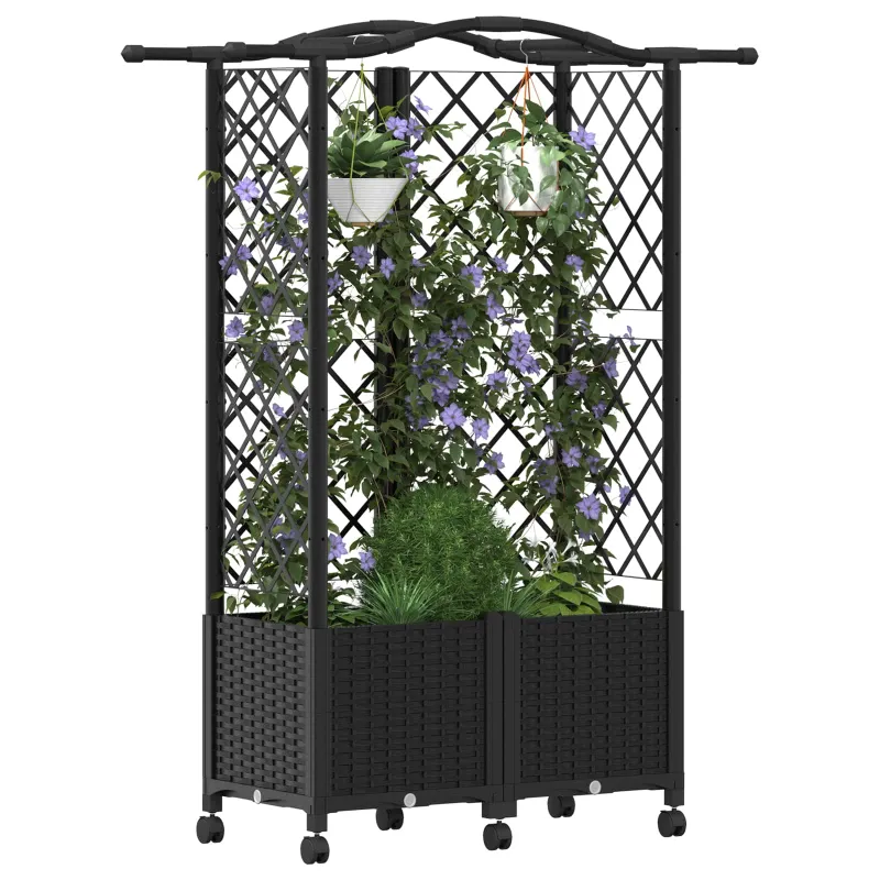 Pakeltas lovas su trelėmis ir stogu Juoda 122 x 40 x 144 cm PP