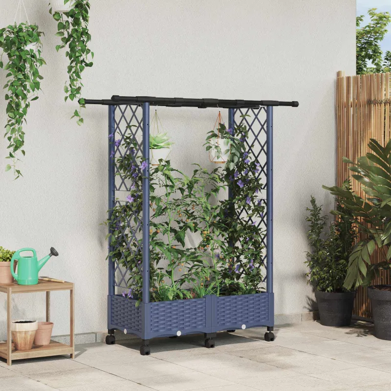 Pakeltas lovas su trelėmis ir stogu Pilka 122,5 x 40 x 127 cm