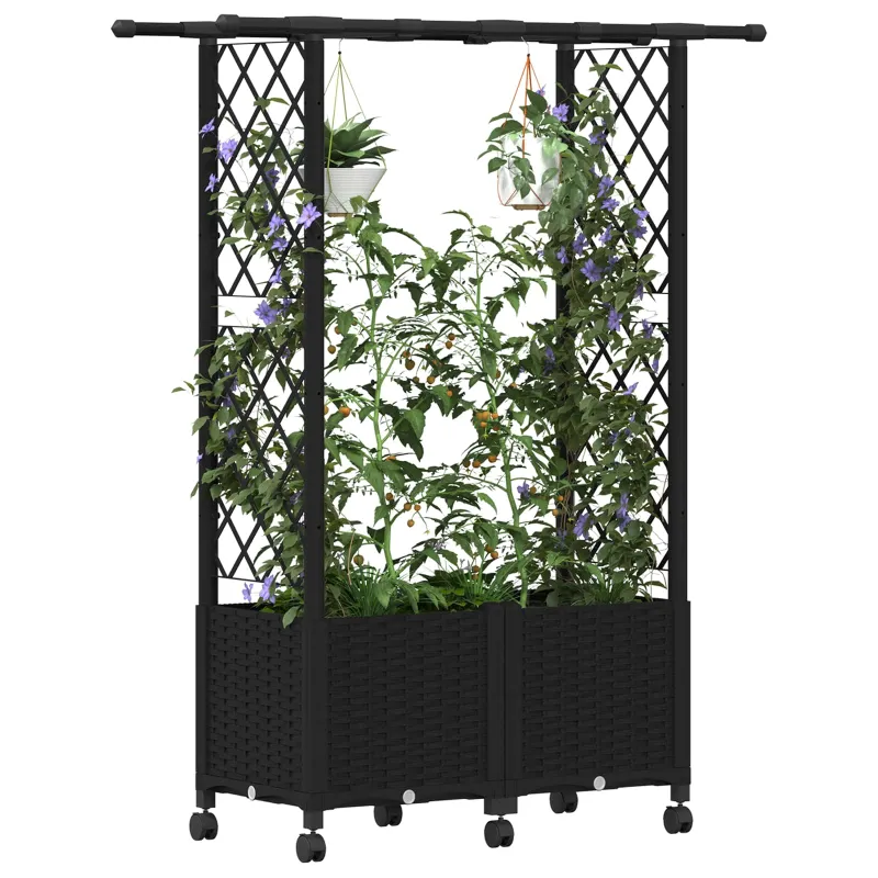 Pakeltas lovas su trelėmis ir stogu Juoda 124,5 x 40 x 142 cm