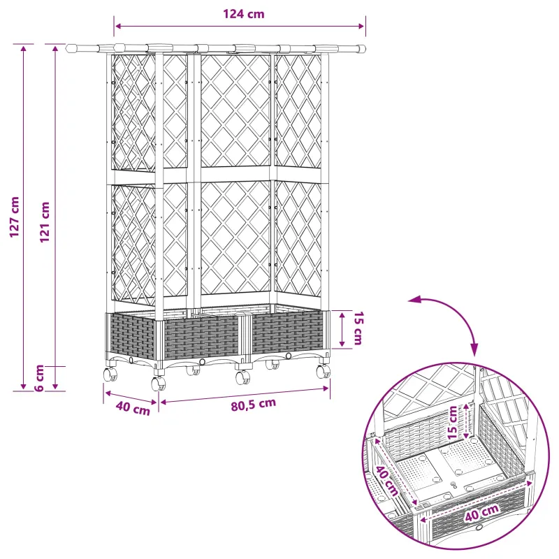 Pakeltas lovas su trelėmis ir stogu Ruda 124 x 40 x 127 cm PP
