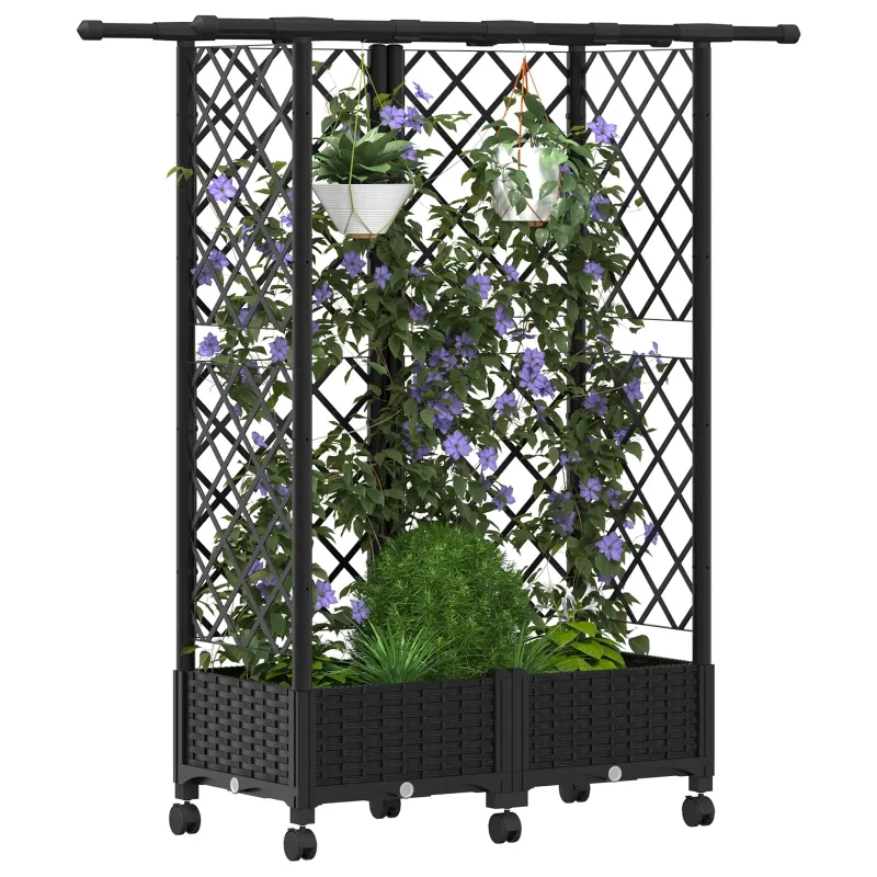 Pakeltas lovas su trelėmis ir stogu Juoda 124 x 40 x 127 cm PP