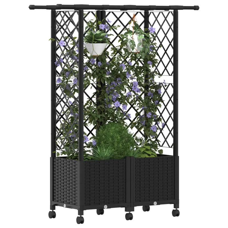 Pakeltas lovas su trelėmis ir stogu Juoda 124 x 40 x 142 cm PP