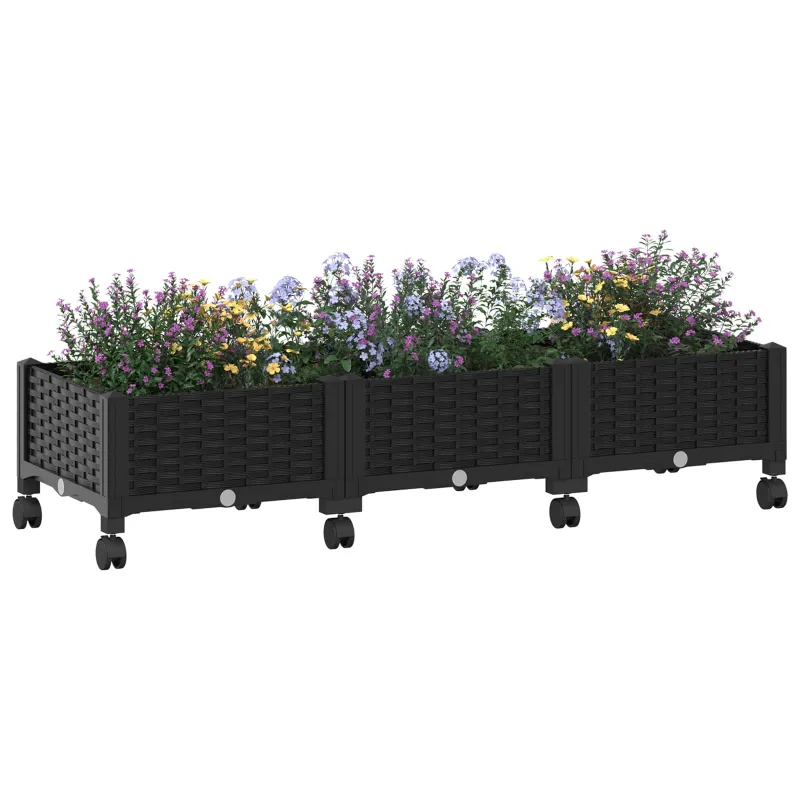 Sodo puodynė su ratukais Juoda 120 x 40 x 29 cm PP