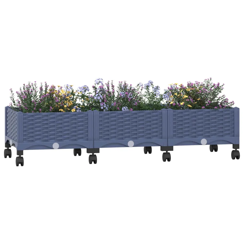 Sodo puodynė su ratukais Mėlyna Pilka 120 x 40 x 33 cm PP