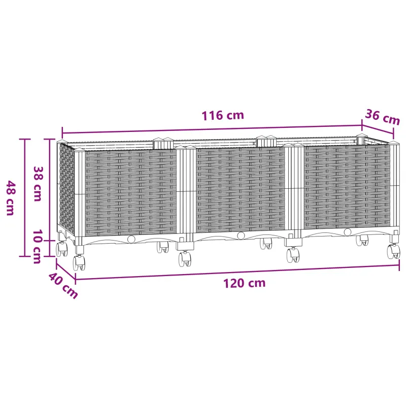 Sodo puodynė su ratukais Mėlyna Pilka 120 x 40 x 48 cm PP