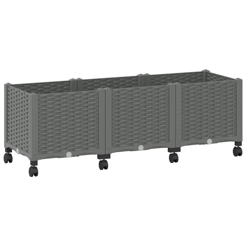 Sodo puodynė su ratukais Šviesiai pilka 120 x 40 x 48 cm PP