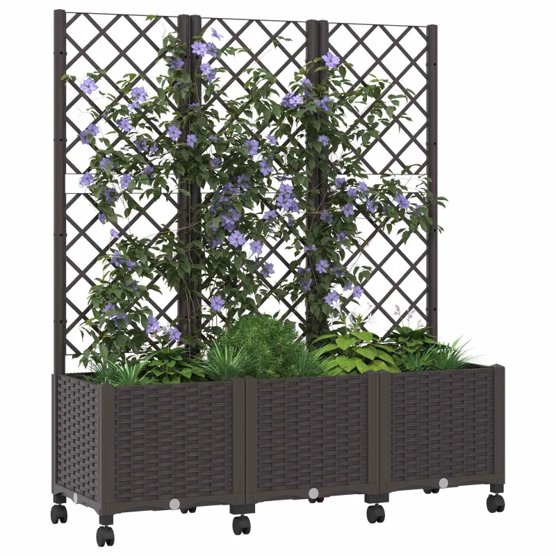 Sodo vazonas su treliu ir ratais Ruda 120 x 40 x 146 cm PP