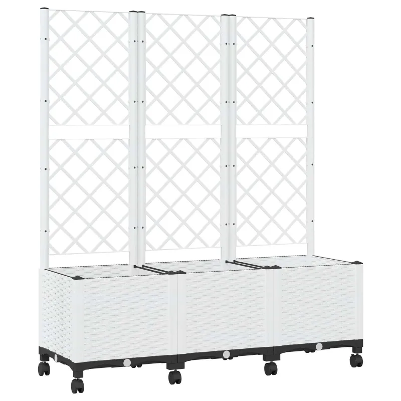 Sodo vazonas su treliu ir ratais Balta 120 x 40 x 146 cm PP