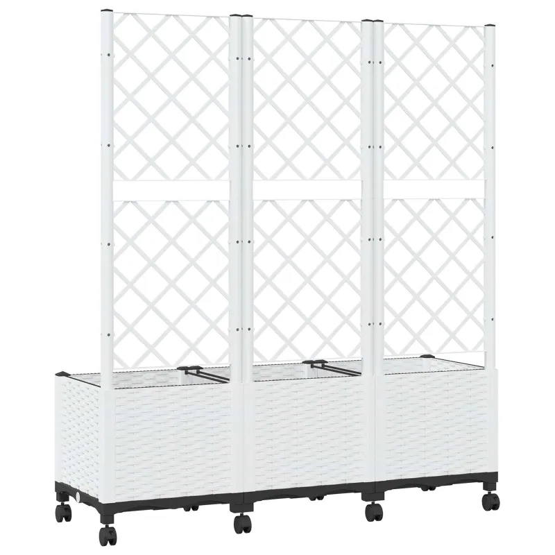 Sodo vazonas su treliu ir ratais Balta 120 x 40 x 146 cm PP