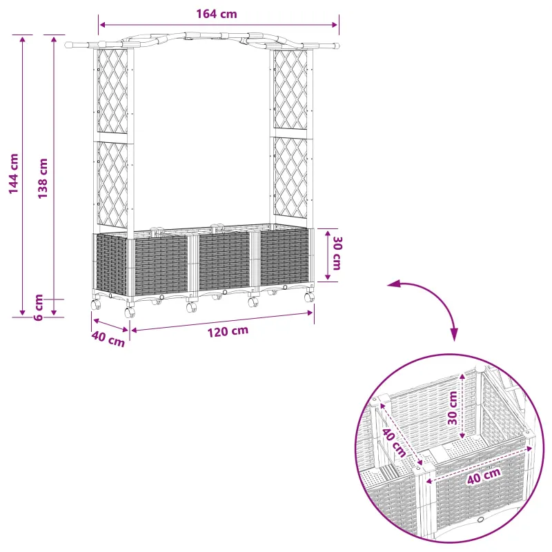 Pakeltas lovas su trelėmis ir stogu Ruda 164 x 40 x 144 cm PP