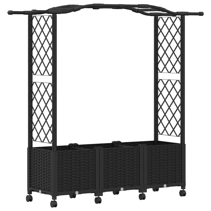 Pakeltas lovas su trelėmis ir stogu Juoda 164 x 40 x 144 cm PP