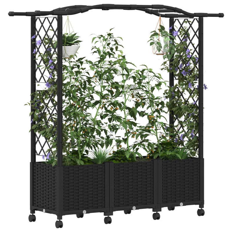 Pakeltas lovas su trelėmis ir stogu Juoda 164 x 40 x 144 cm PP