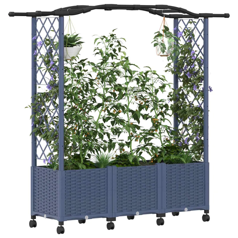 Pakeltas lovas su trelėmis ir stogu Pilka 164 x 40 x 144 cm PP