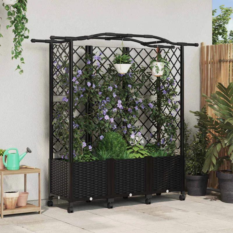 Pakeltas lovas su trelėmis ir stogu Juoda 163 x 40 x 144 cm PP