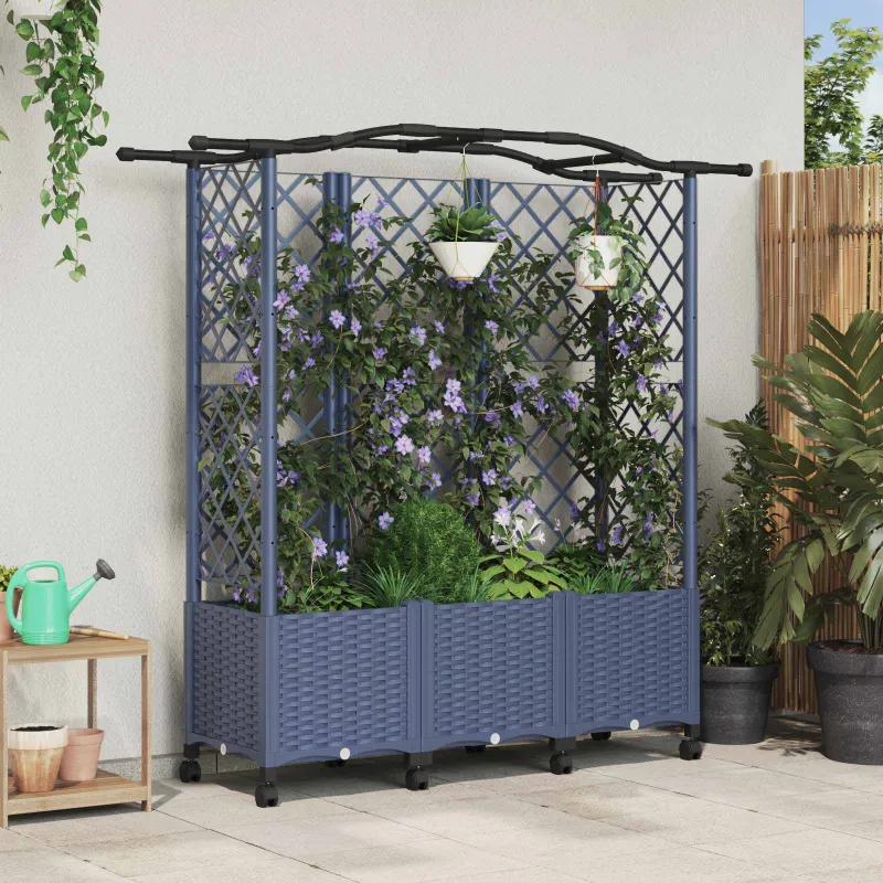 Pakeltas lovas su trelėmis ir stogu Pilka 163 x 40 x 144 cm PP