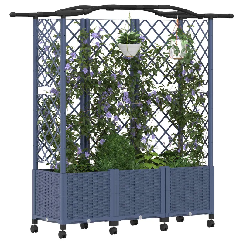 Pakeltas lovas su trelėmis ir stogu Pilka 163 x 40 x 144 cm PP