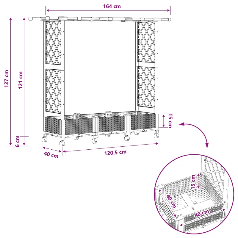 Pakeltas lovas su trelėmis ir stogu Ruda 164 x 40 x 127 cm PP