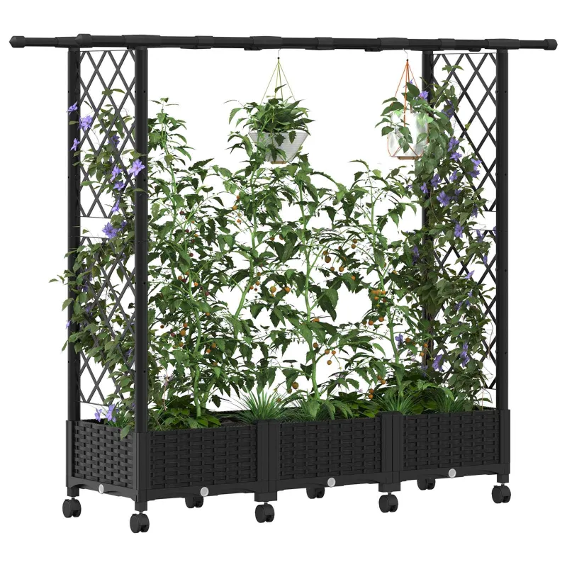 Pakeltas lovas su trelėmis ir stogu Juoda 164 x 40 x 127 cm PP