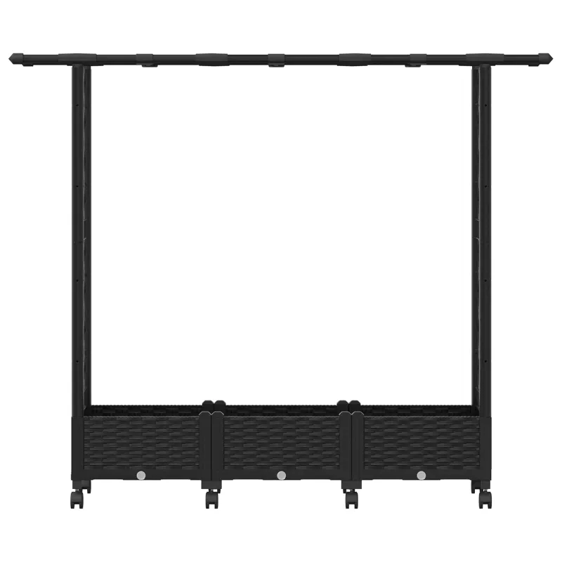 Pakeltas lovas su trelėmis ir stogu Juoda 164 x 40 x 127 cm PP