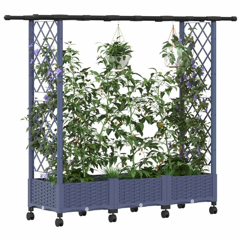 Pakeltas lovas su trelėmis ir stogu Pilka 164 x 40 x 127 cm PP