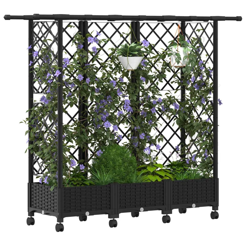 Pakeltas lovas su trelėmis ir stogu Juoda 164 x 40 x 127 cm PP