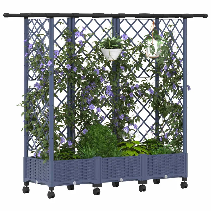 Pakeltas lovas su trelėmis ir stogu Pilka 164 x 40 x 127 cm PP