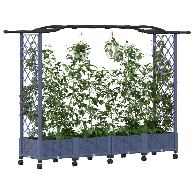 Pakeltas lovas su trelėmis ir stogu Pilka 207 x 40 x 129 cm PP