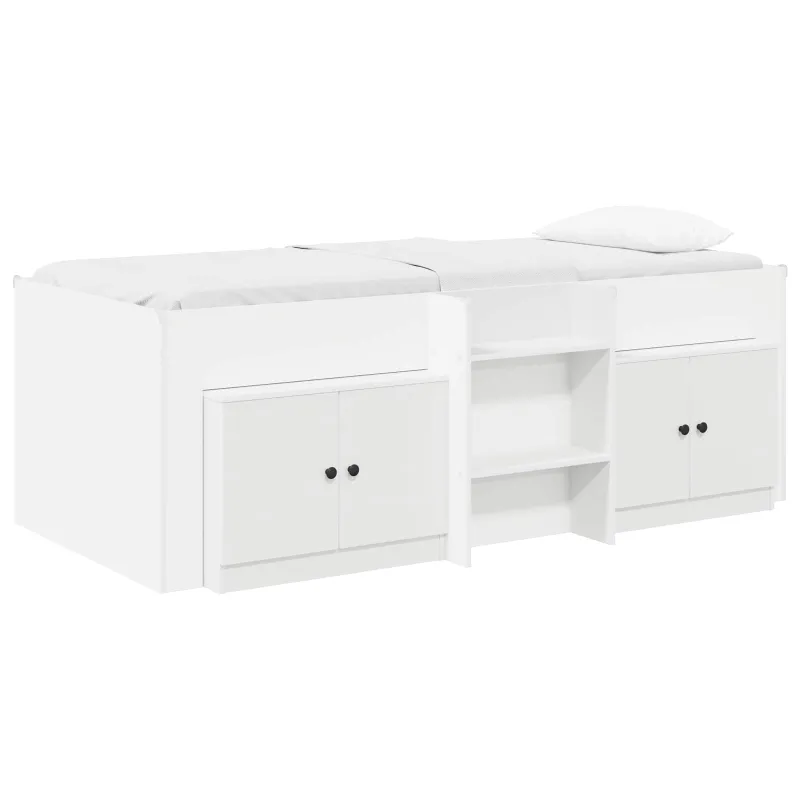 Palėpės lova su spinta su saugykla 3 pcs Balta Apdirbta mediena