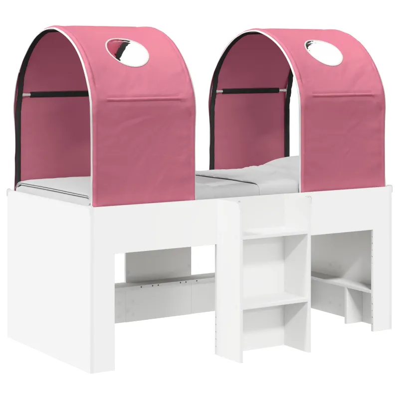 Lova su Tuneliu 4 pcs Balta ir rožinė Apdirbta mediena