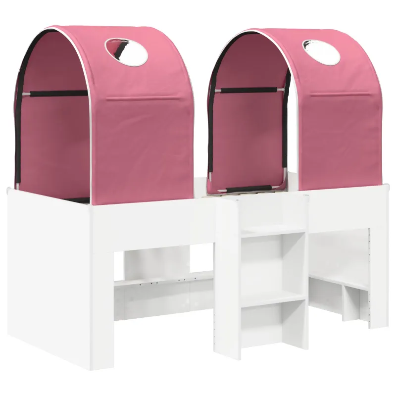 Lova su Tuneliu 4 pcs Balta ir rožinė Apdirbta mediena