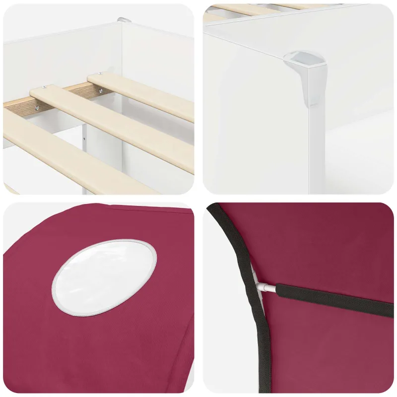 Lova su Tuneliu 4 pcs Balta ir raudona Apdirbta mediena