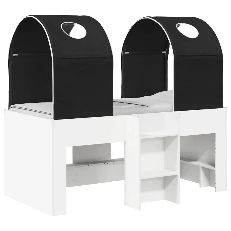 Lova su Tuneliu 4 pcs Balta ir juoda Apdirbta mediena