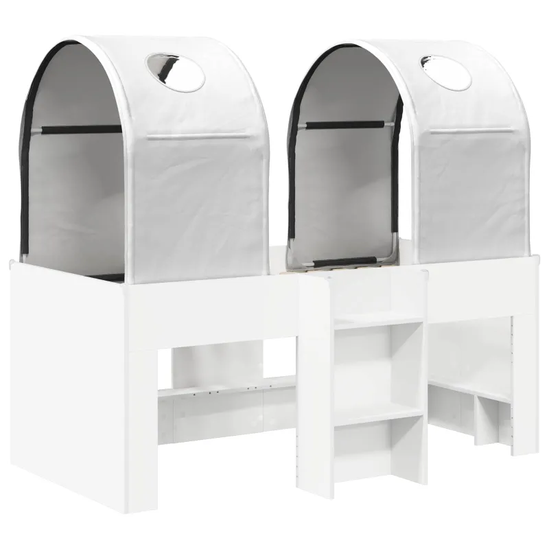 Lova su Tuneliu 4 pcs Balta Apdirbta mediena