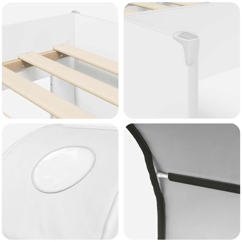 Lova su Tuneliu 4 pcs Balta Apdirbta mediena