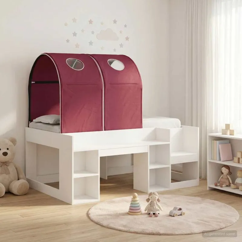 Lovos su Tuneliu 4 pcs Balta ir raudona Apdirbta mediena