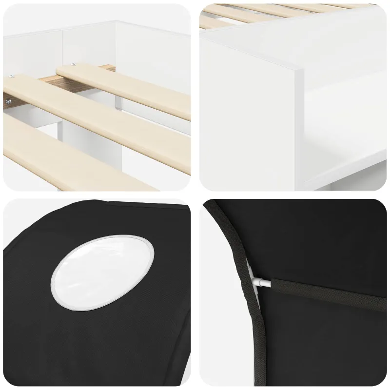 Lovos su Tuneliu 4 pcs Balta ir juoda Apdirbta mediena