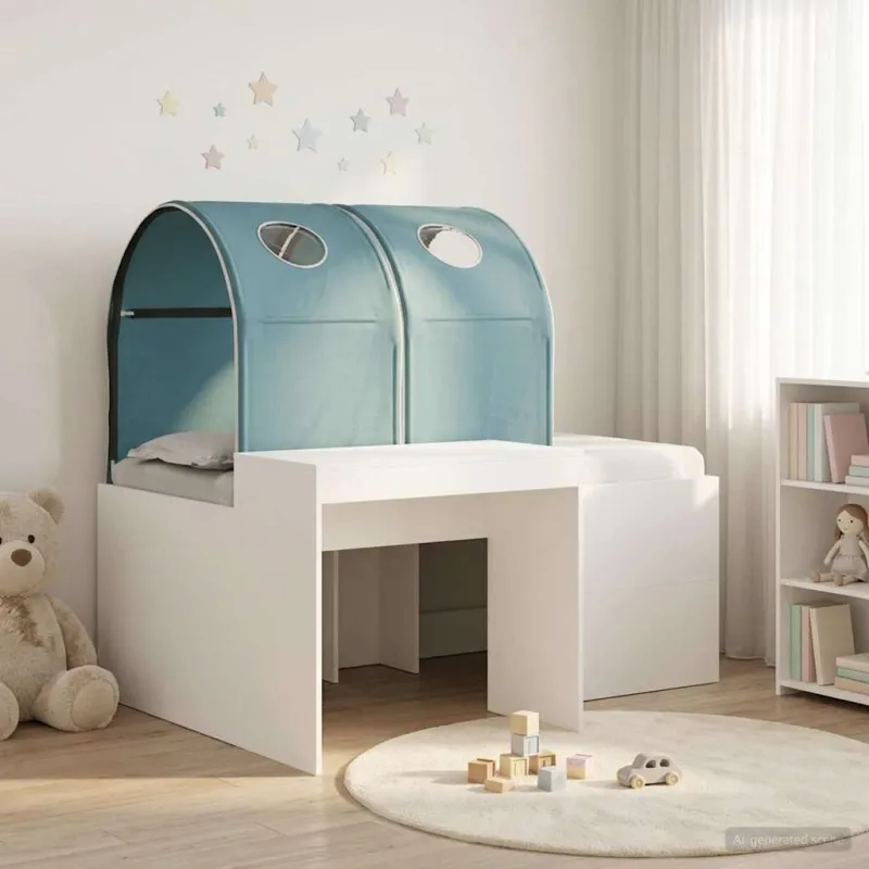 Lovos su Tuneliu 4 pcs Artisian ąžuolas ir šviesiai mėlyna
