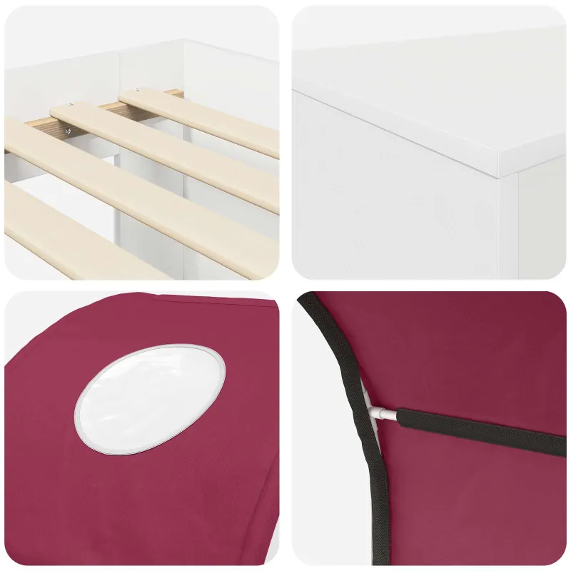 Lovos su Tuneliu 4 pcs Artisian ąžuolas ir raudona