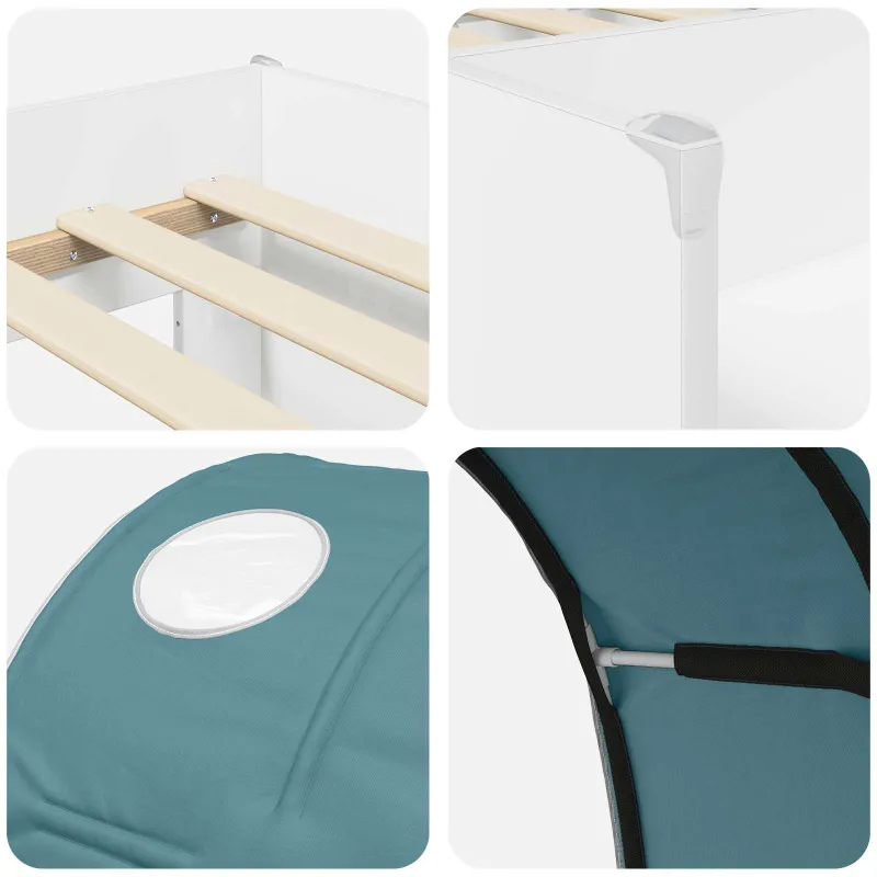 Lovos su Tuneliu 4 pcs Balta ir šviesiai mėlyna
