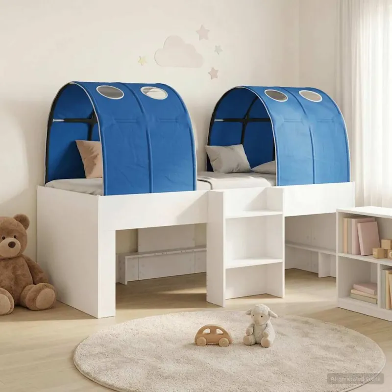 Lovos su Tuneliu 4 pcs Balta ir mėlyna Apdirbta mediena
