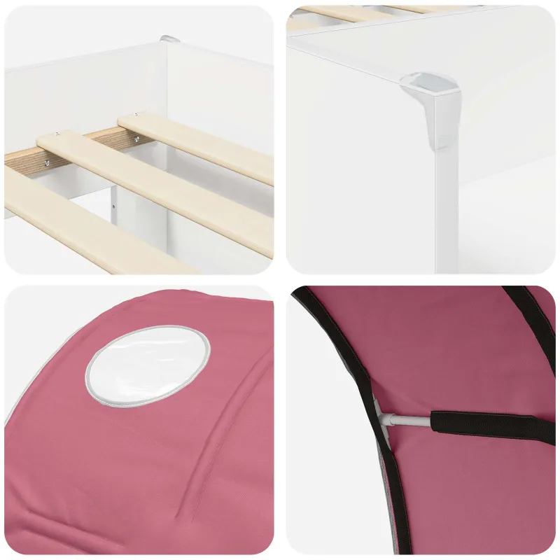 Lovos su Tuneliu 4 pcs Balta ir rožinė Apdirbta mediena