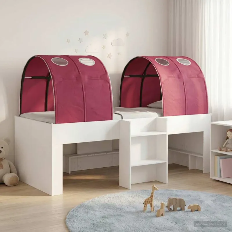 Lovos su Tuneliu 4 pcs Balta ir raudona Apdirbta mediena