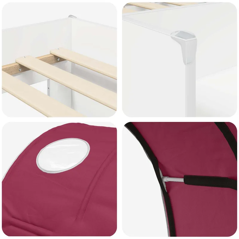 Lovos su Tuneliu 4 pcs Balta ir raudona Apdirbta mediena