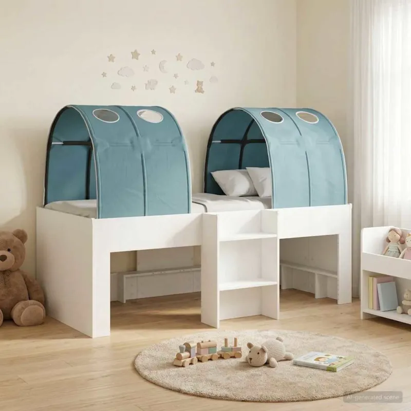 Lovos su Tuneliu 4 pcs Balta ir šviesiai mėlyna